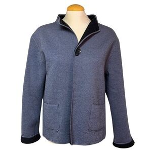 Reversible Black and Grey Jillian Jones Wool Blend Long Cardigan Women's Large